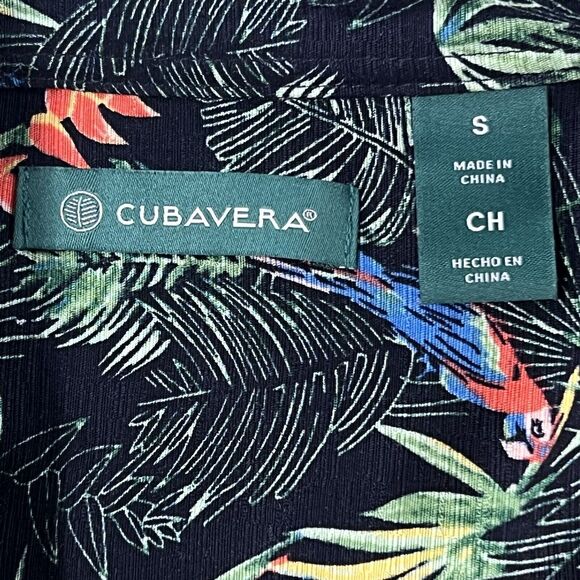 Cubavera Hawaiian Camp Shirt Men's S Button Up Tropical Allover Parrot - Picture 3 of 17